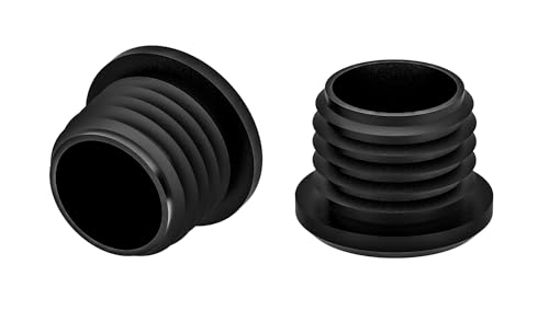 4X Stopfen Gleiter mit Lamellen für Zollrohre - Lamellenstopfen mit flachem Kopf, Kunststoff, Schwarz