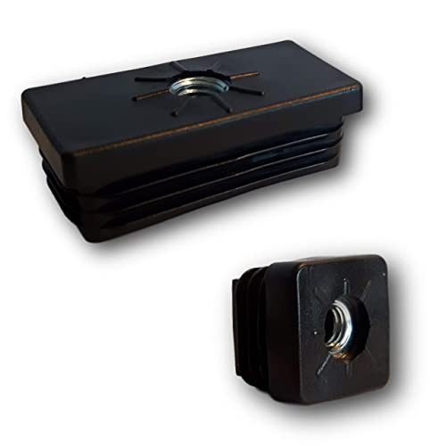 4 St. Einsteckbuchsen für 4-kt. Rohre, mit Gewindemutter aus Stahl - Klama - Möbelzubehör