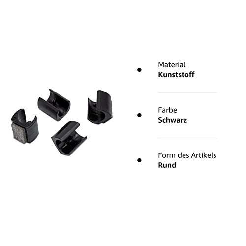 4 Stuhlgleiter Freischwinger mit Zapfen und Filz, Schwarz - Filzgleiter für Freischwinger aus Kunststoff für runde Rohre in verschiedenen Größen - Klama - Möbelzubehör