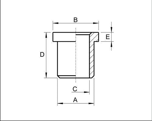 4 Lagerbuchsen, Kunststoff PA, mit Bund, naturfarben, bei den Abmessungen können Toleranzen auftreten - Klama - Möbelzubehör