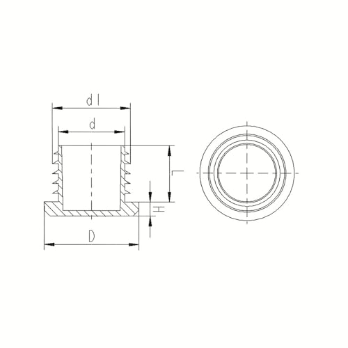 4X Stopfen Gleiter mit Lamellen für Zollrohre - Lamellenstopfen mit flachem Kopf, Kunststoff, Schwarz