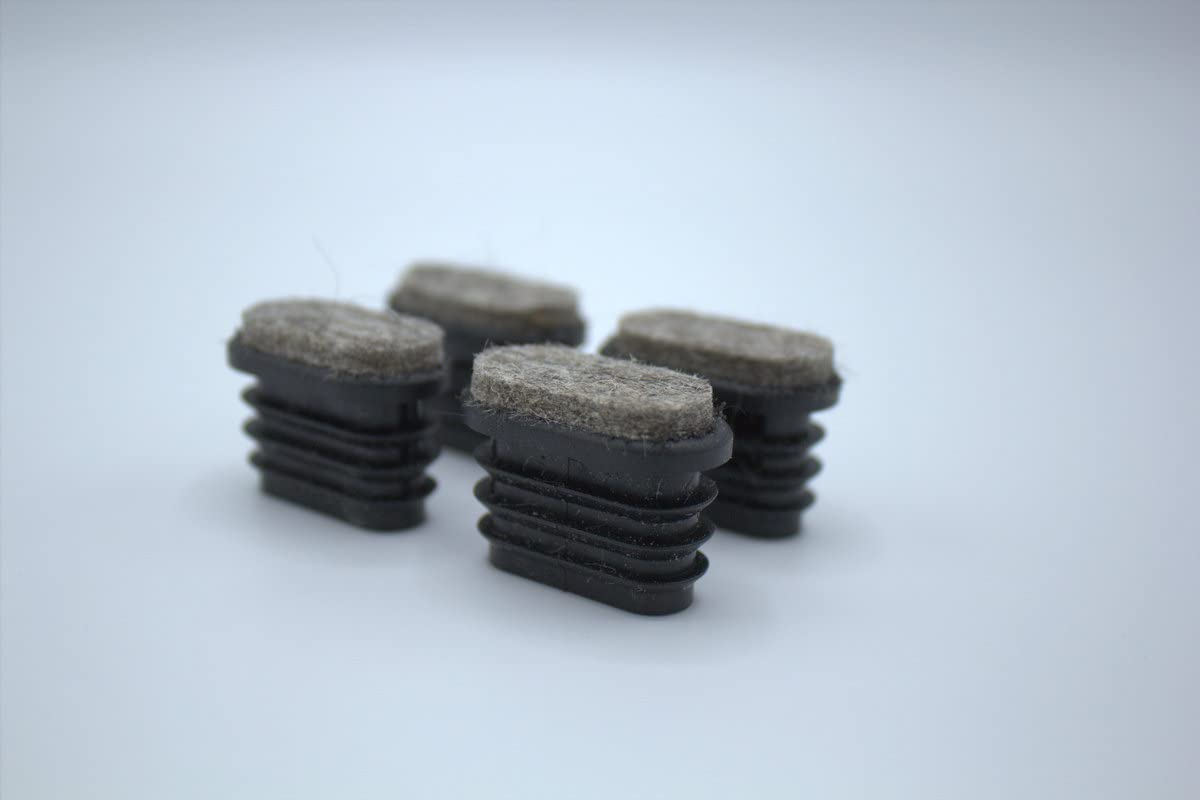 4 Fußstopfen Stuhlgleiter Bodenschoner ovale Rohre mit Filz, Kunststoff, Schwarz - Klama - Möbelzubehör