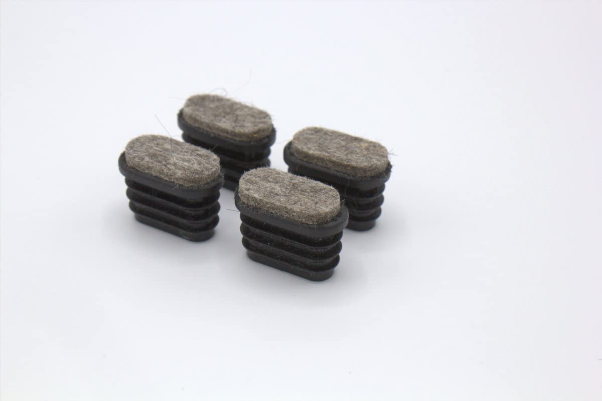 4 Fußstopfen Stuhlgleiter Bodenschoner ovale Rohre mit Filz, Kunststoff, Schwarz - Klama - Möbelzubehör