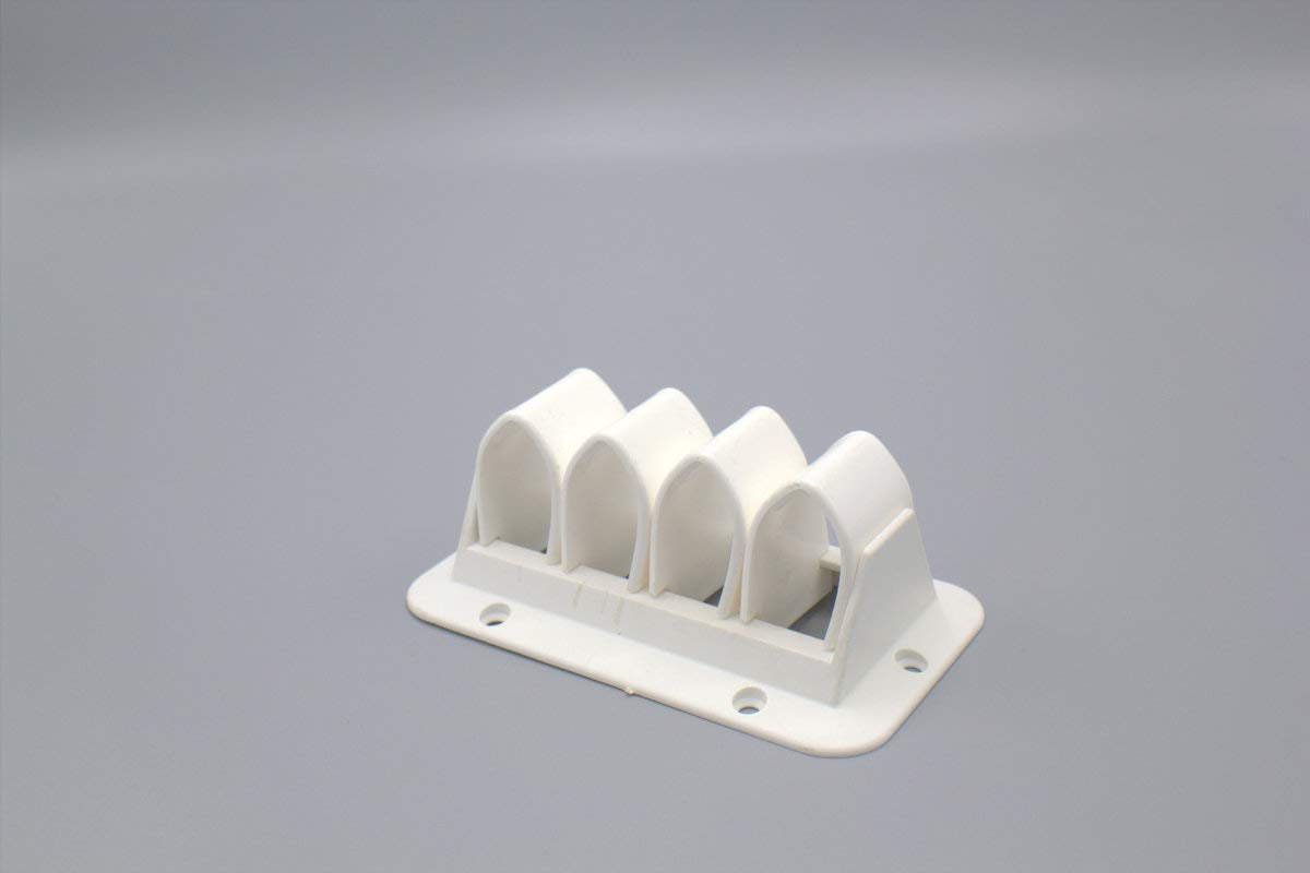 1 Kabelhalter mit Laschen - Kabeldurchführung für ein aufgeräumtes Kabelmanagement (Zum Anschrauben, 6 Laschen, Grau) - Klama - Möbelzubehör