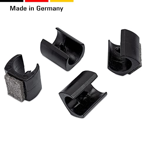 4 Stuhlgleiter Freischwinger mit Zapfen und Filz, Schwarz - Filzgleiter für Freischwinger aus Kunststoff für runde Rohre in verschiedenen Größen - Klama - Möbelzubehör