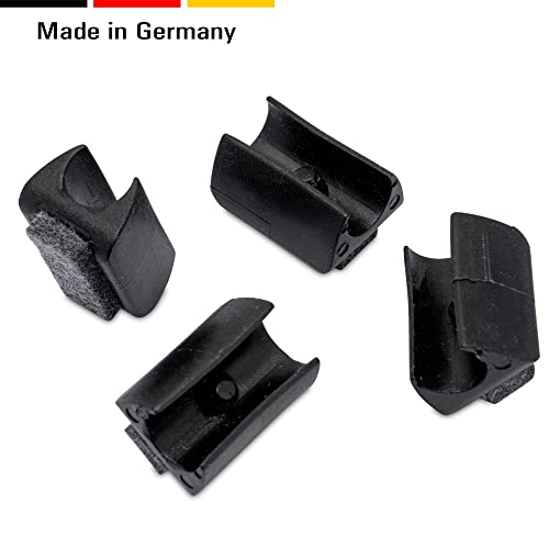 4 Stuhlgleiter Freischwinger mit Zapfen und Filz, Schwarz - Filzgleiter für Freischwinger aus Kunststoff für runde Rohre in verschiedenen Größen - Klama - Möbelzubehör