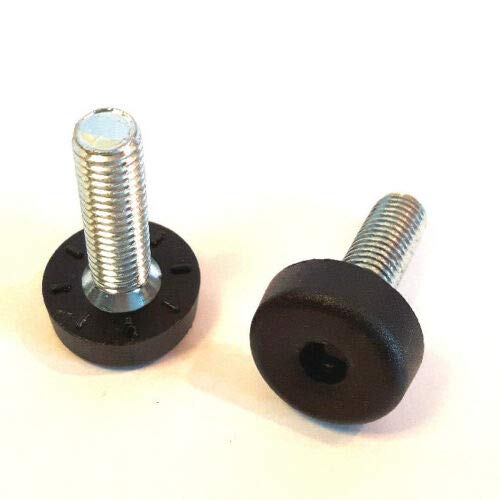 2 Bodenausgleichsschrauben Kunststoff, rund, schwarz, mit Gewindebolzen Stahl verzinkt - Klama - Möbelzubehör