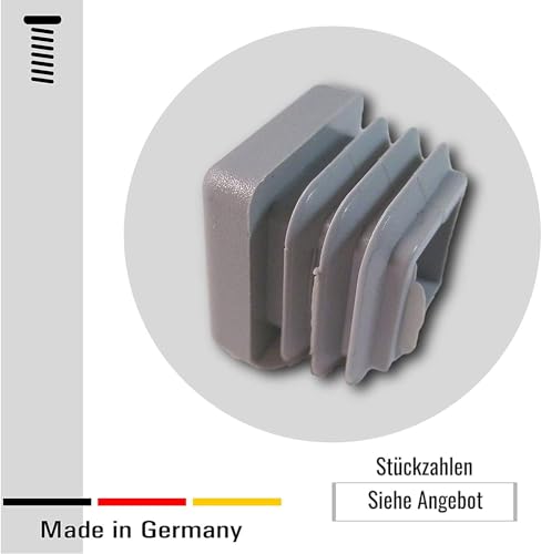 20 Stopfen für Quadratrohre, Grau (15 x 15 mm) - Klama - Möbelzubehör