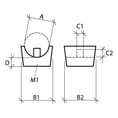 4x Klemmschalengleiter Stuhlgleiter Kunststoff, schwarz, mit 1 Zapfen, für Rundrohre - Klama - Möbelzubehör