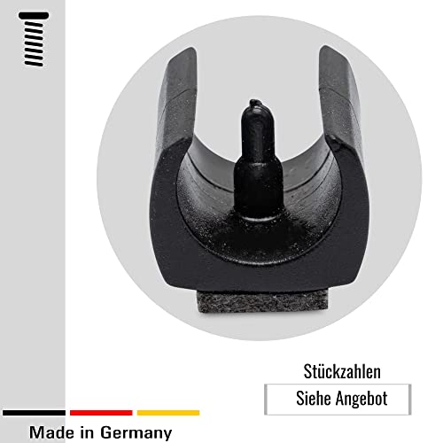 4 Stuhlgleiter Freischwinger mit Zapfen und Filz, Schwarz - Filzgleiter für Freischwinger aus Kunststoff für runde Rohre in verschiedenen Größen - Klama - Möbelzubehör