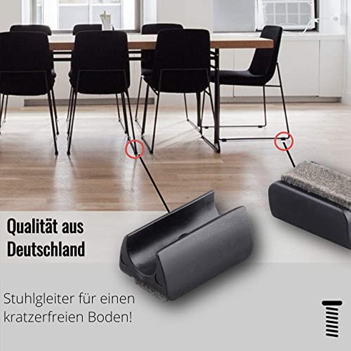 4 Stuhlgleiter Freischwinger mit Zapfen und Filz, Schwarz - Filzgleiter für Freischwinger aus Kunststoff für runde Rohre in verschiedenen Größen - Klama - Möbelzubehör