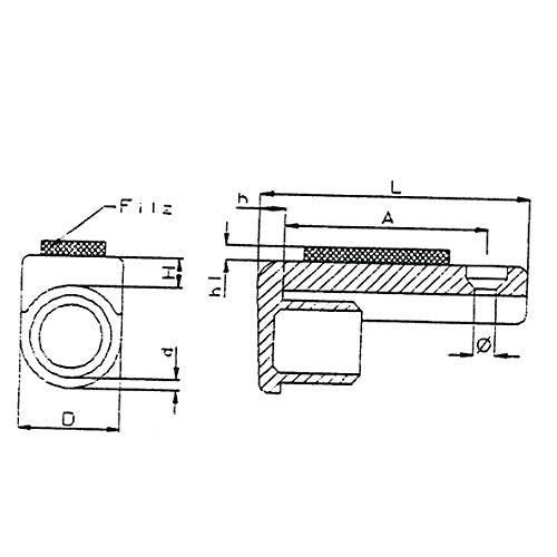 4 Winkelgleiter Fussstopfen/Gleiter für Rundrohre, Kunststoff, Schwarz (35 x 2 mm, Ohne Filz) - Klama - Möbelzubehör