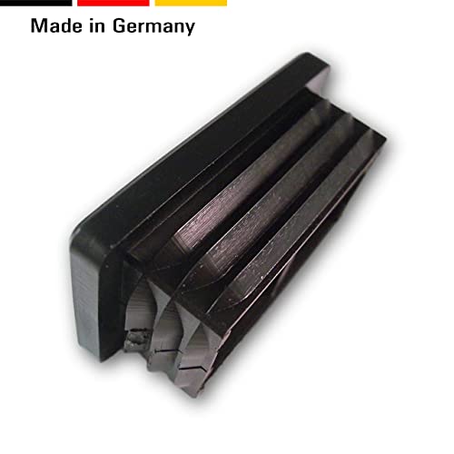 4 Lamellenstopfen für rechteckige Rohre, Schwarz - Rohrstopfen aus PE Kunststoff für Vierkantrohre - Klama - Möbelzubehör
