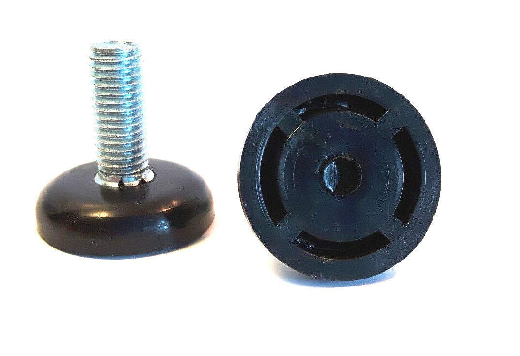 2 Bodenausgleichsschrauben Kunststoff, rund, schwarz, mit Gewindebolzen Stahl verzinkt - Klama - Möbelzubehör