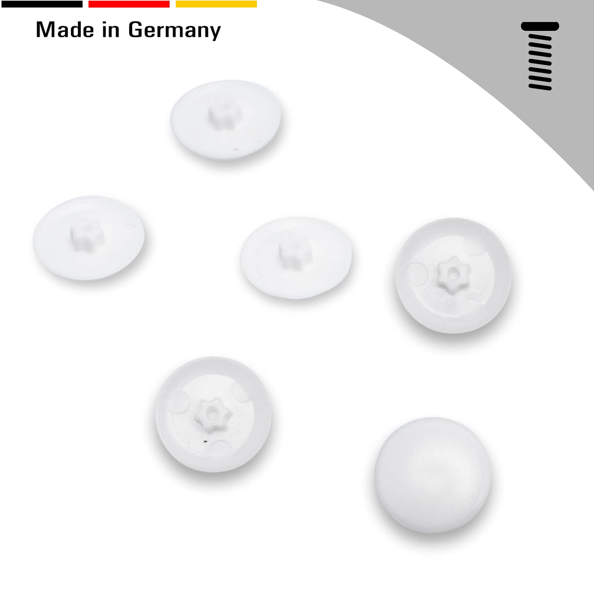 100 Abdeckkappen für Torx-Schrauben - Torx Schraubenabdeckung aus Kunststoff in verschiedenen Größen und Farben - Klama - Möbelzubehör