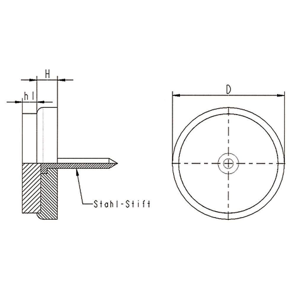 4X Filzgleiter Stuhlgleiter mit Nagel - Kunststoff Nagelgleiter für Stühle und Tische (Natur, Ø 24 mm) - Klama - Möbelzubehör