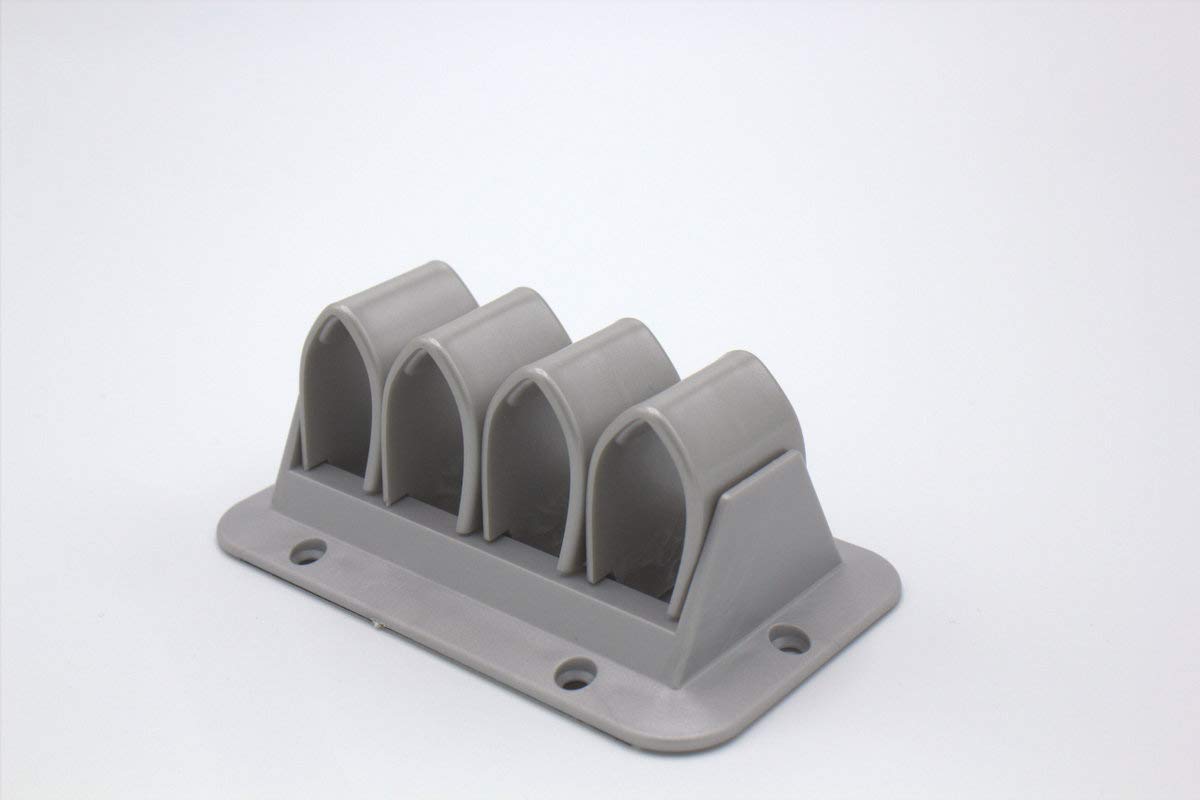 1 Kabelhalter mit Laschen - Kabeldurchführung für ein aufgeräumtes Kabelmanagement (Zum Anschrauben, 6 Laschen, Grau) - Klama - Möbelzubehör