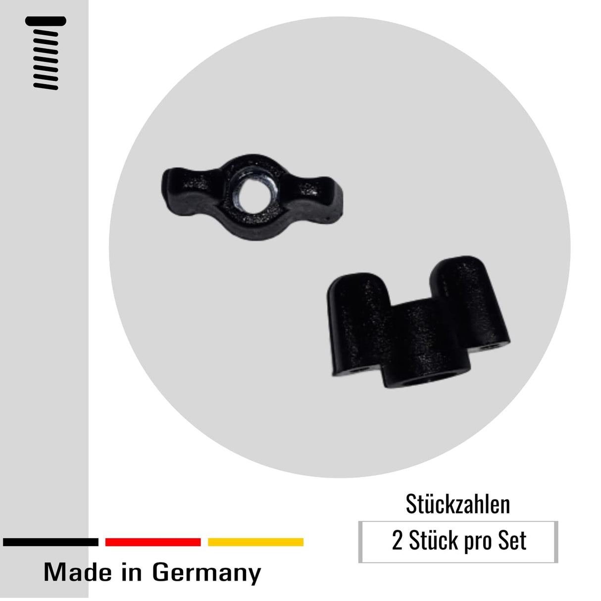 2 Flügelmuttern M4 M5 M6 M8 Kunststoff Schwarz Flügelmutter mit Gewinde aus legiertem Stahl - Klama - Möbelzubehör