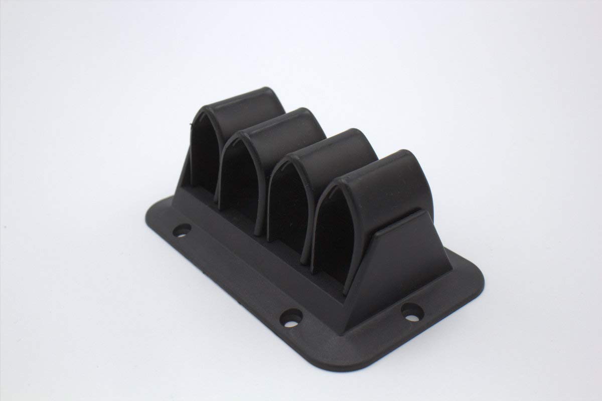 1 Kabelhalter mit Laschen - Kabeldurchführung für ein aufgeräumtes Kabelmanagement (Zum Anschrauben, 6 Laschen, Grau) - Klama - Möbelzubehör