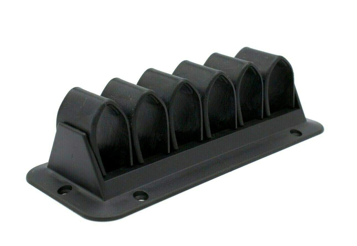 1 Kabelhalter mit Laschen - Kabeldurchführung für ein aufgeräumtes Kabelmanagement (Zum Anschrauben, 6 Laschen, Grau) - Klama - Möbelzubehör