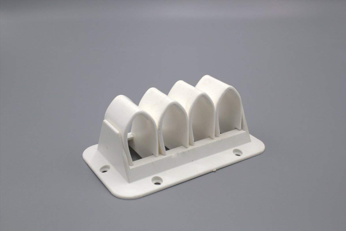 1 Kabelhalter mit Laschen - Kabeldurchführung für ein aufgeräumtes Kabelmanagement (Zum Anschrauben, 6 Laschen, Grau) - Klama - Möbelzubehör