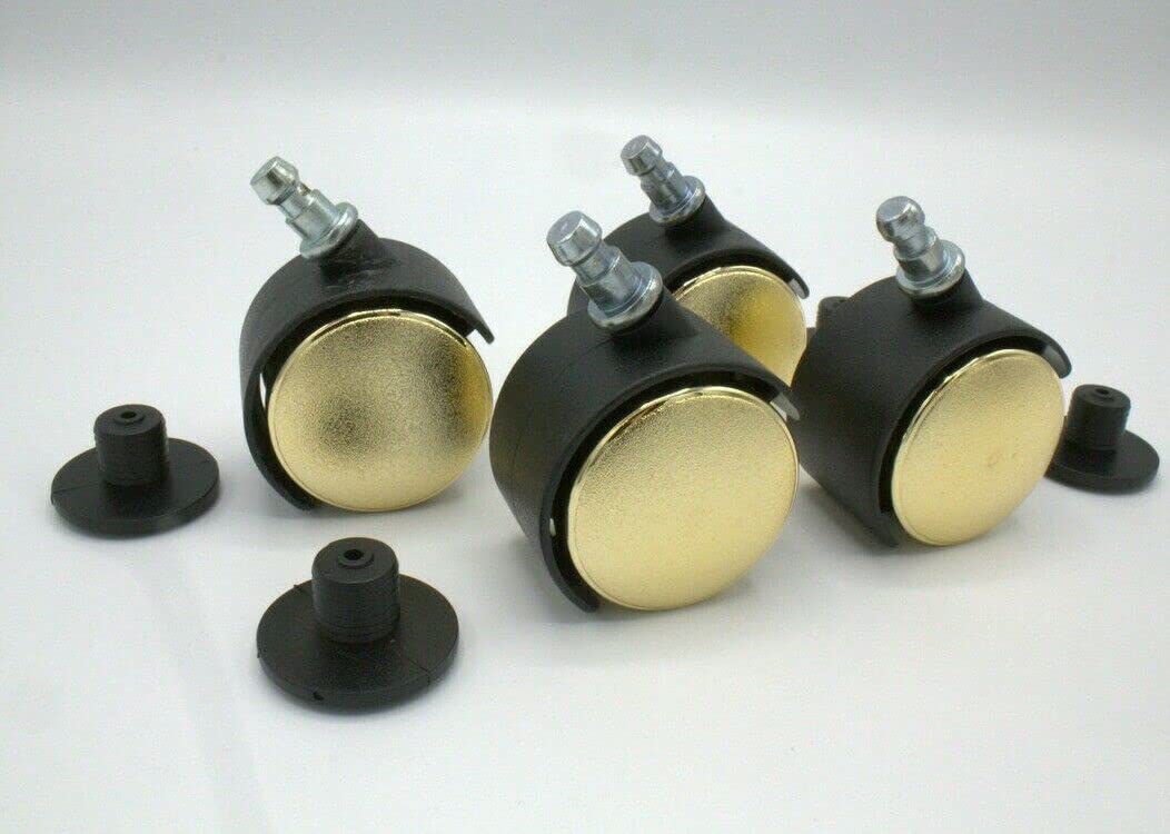 4X Schreibtischstuhl Bürostuhl Rollen Gold, Schwarz - Universal Möbelrollen Lenkrollen Ø 40 mm mit Einschlaghülse - Klama - Möbelzubehör