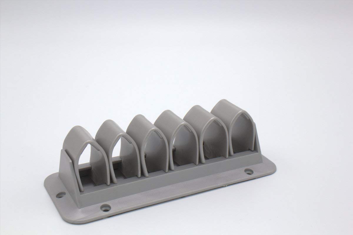 1 Kabelhalter mit Laschen - Kabeldurchführung für ein aufgeräumtes Kabelmanagement (Zum Anschrauben, 6 Laschen, Grau) - Klama - Möbelzubehör