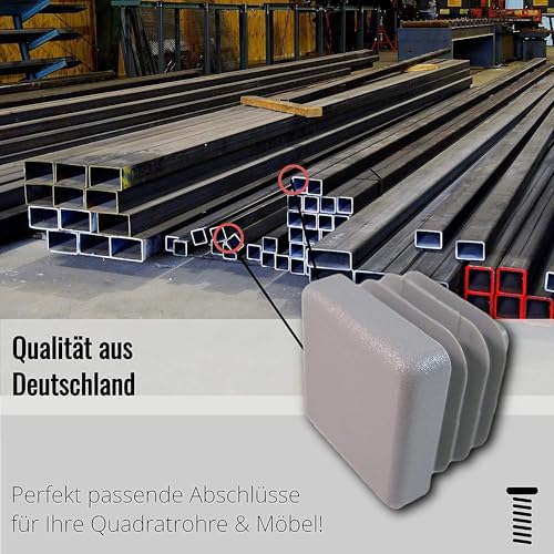 20 Stopfen für Quadratrohre, Grau (15 x 15 mm) - Klama - Möbelzubehör