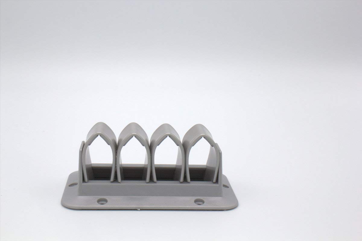 1 Kabelhalter mit Laschen - Kabeldurchführung für ein aufgeräumtes Kabelmanagement (Zum Anschrauben, 6 Laschen, Grau) - Klama - Möbelzubehör