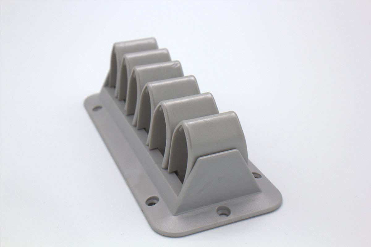 1 Kabelhalter mit Laschen - Kabeldurchführung für ein aufgeräumtes Kabelmanagement (Zum Anschrauben, 6 Laschen, Grau) - Klama - Möbelzubehör