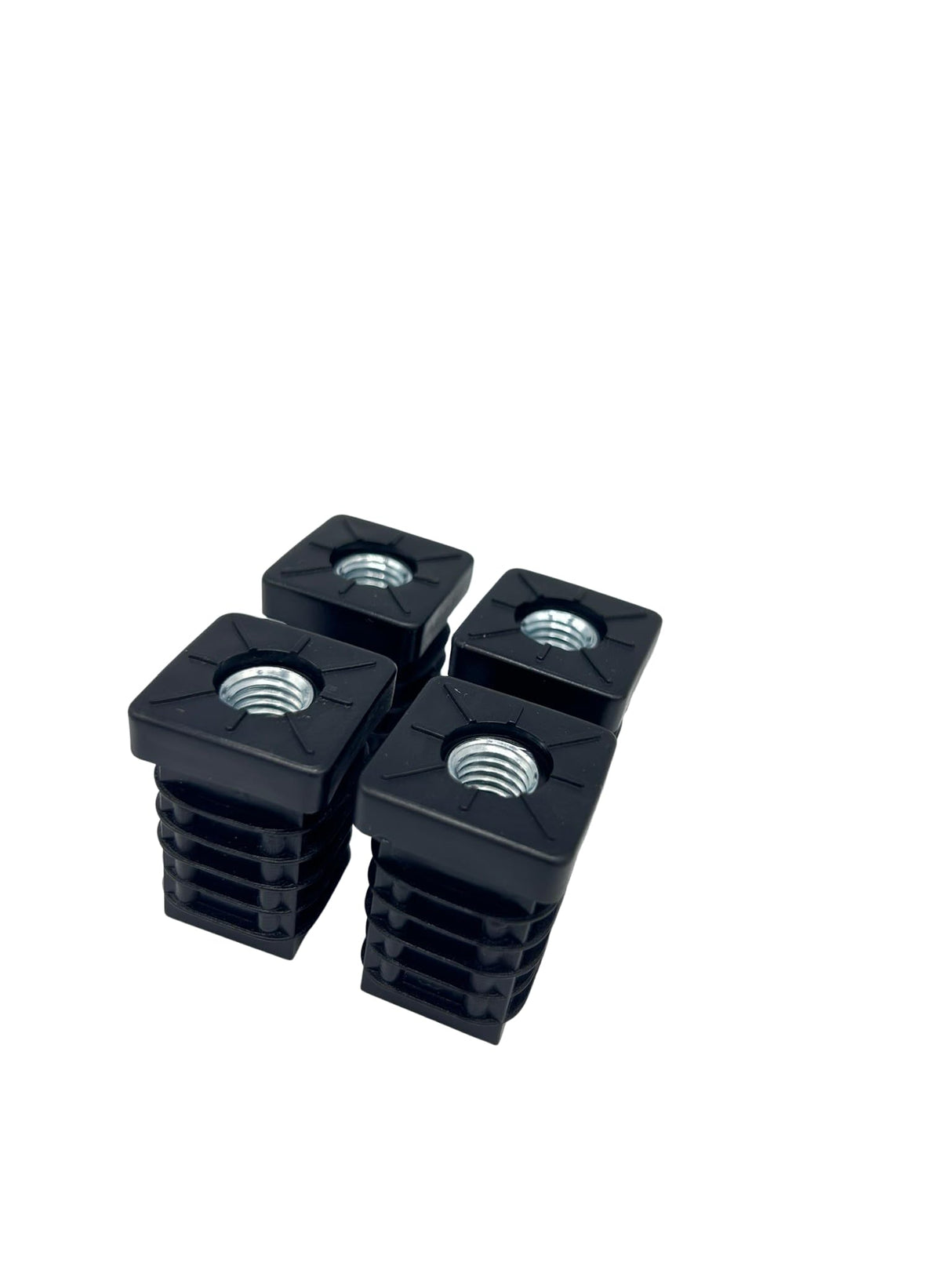 4 Laufrollenhalterungen vierkantig mit Muffe, Kunststoff/Stahl, Schwarz - Klama - Möbelzubehör