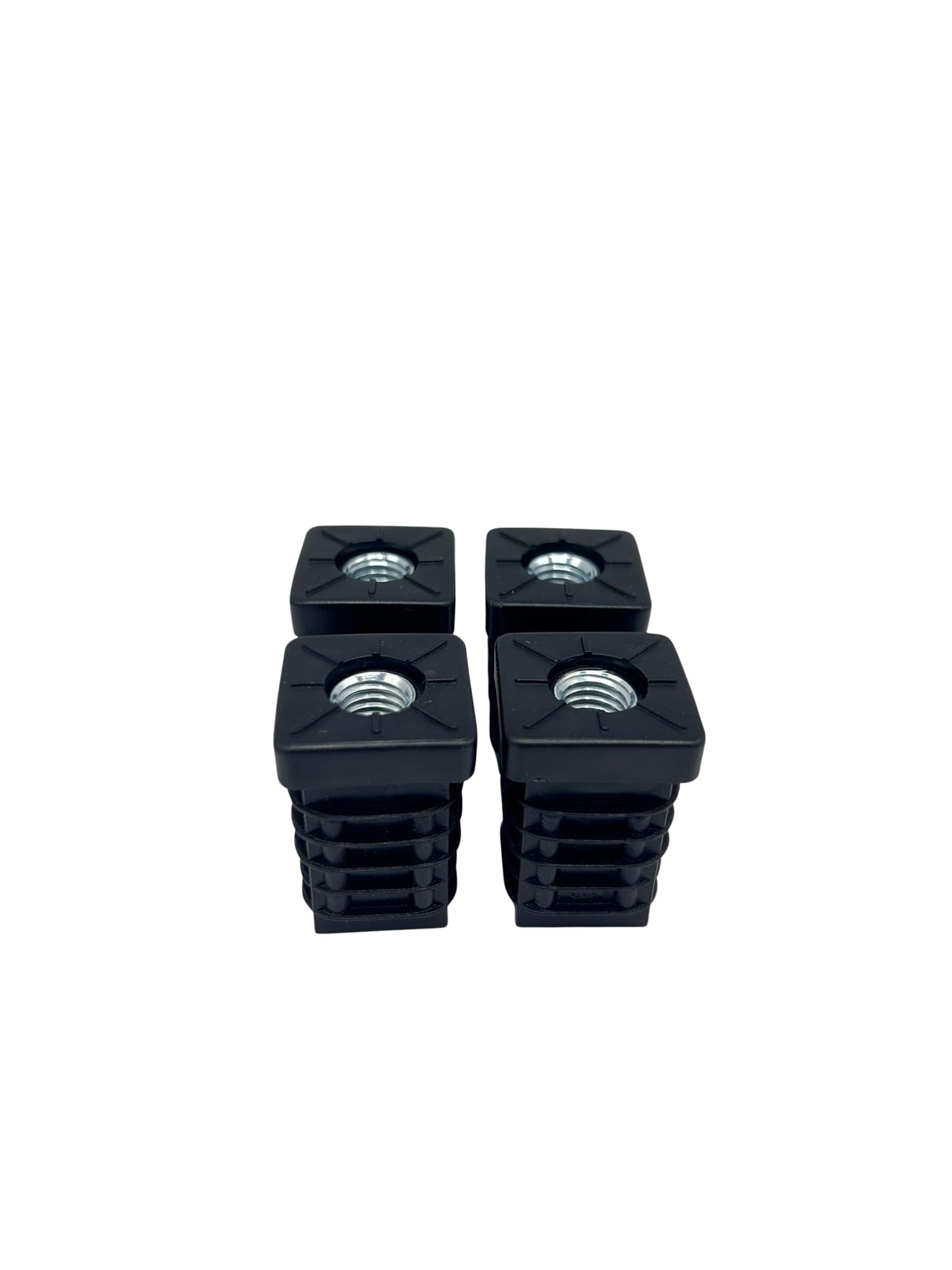 4 Laufrollenhalterungen vierkantig mit Muffe, Kunststoff/Stahl, Schwarz - Klama - Möbelzubehör