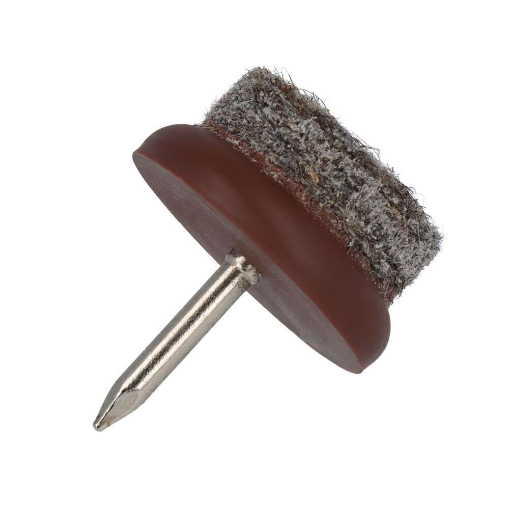 4X Filzgleiter Stuhlgleiter mit Nagel - Kunststoff Nagelgleiter für Stühle und Tische (Natur, Ø 24 mm) - Klama - Möbelzubehör