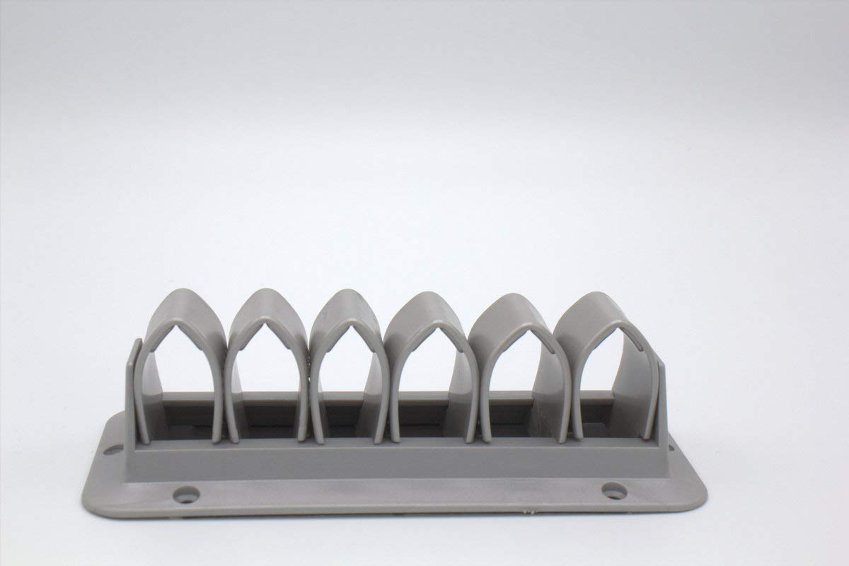 1 Kabelhalter mit Laschen - Kabeldurchführung für ein aufgeräumtes Kabelmanagement (Zum Anschrauben, 6 Laschen, Grau) - Klama - Möbelzubehör