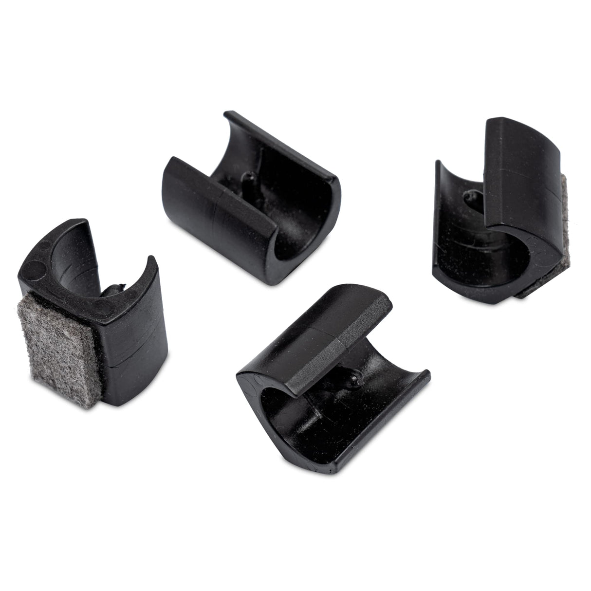 4 Stuhlgleiter Freischwinger mit Zapfen und Filz, Schwarz - Filzgleiter für Freischwinger aus Kunststoff für runde Rohre in verschiedenen Größen - Klama - Möbelzubehör