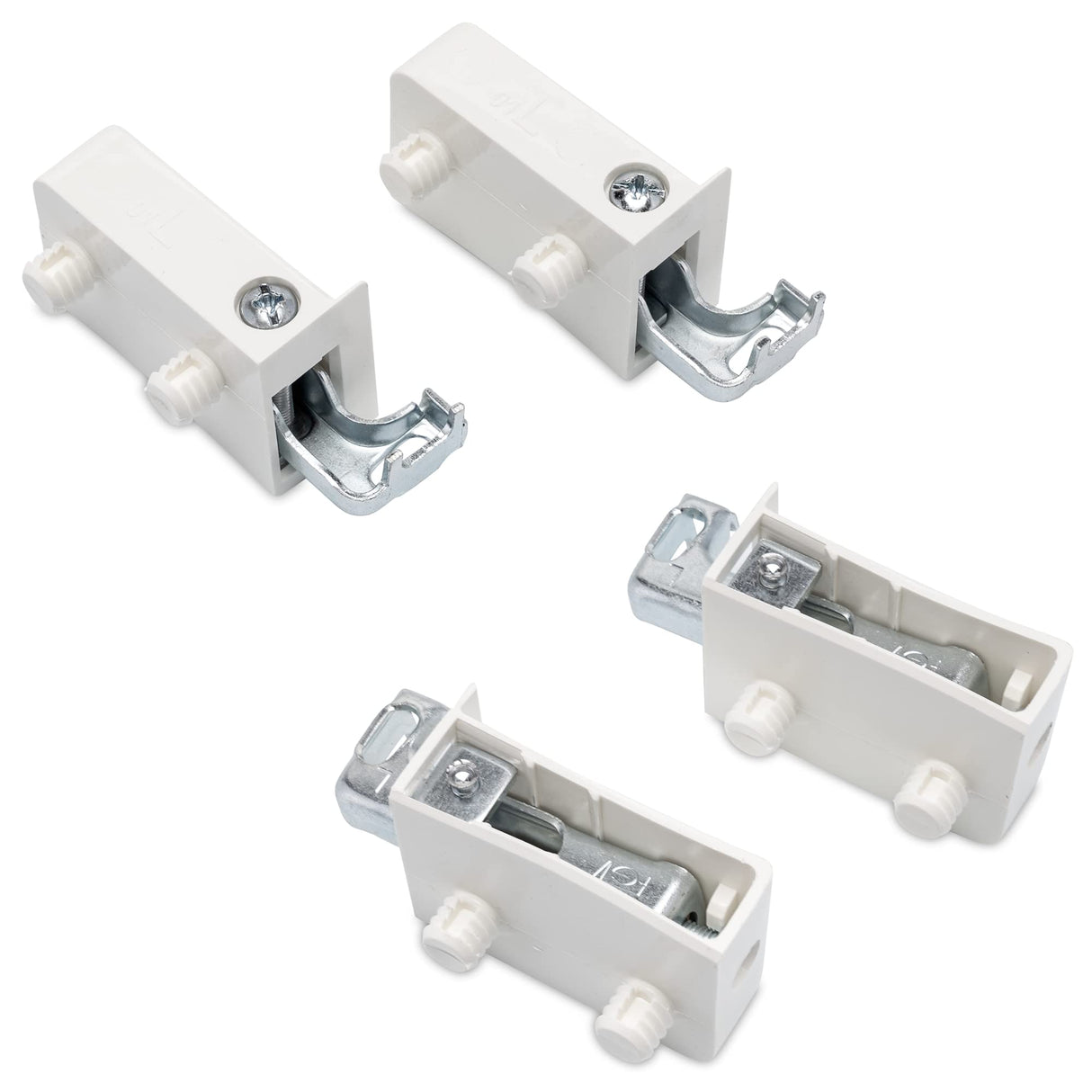 2x Schrankaufhänger, Höhenverstellbar, Kunststoff/Metall, Weiß (Mit 2 Zapfen 10 mm) - Klama - Möbelzubehör