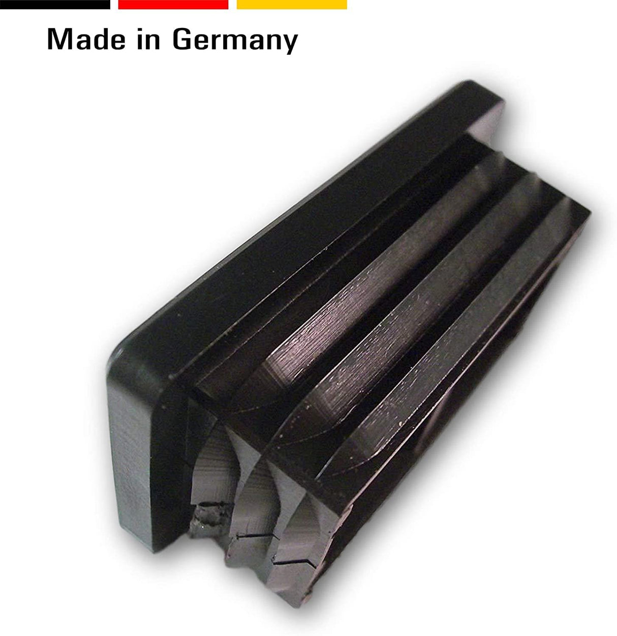 1 Lamellenstopfen für rechteckige Rohre, Schwarz - Rohrstopfen aus PE Kunststoff für Vierkantrohre, Außenmaß 120x60mm - Klama - Möbelzubehör