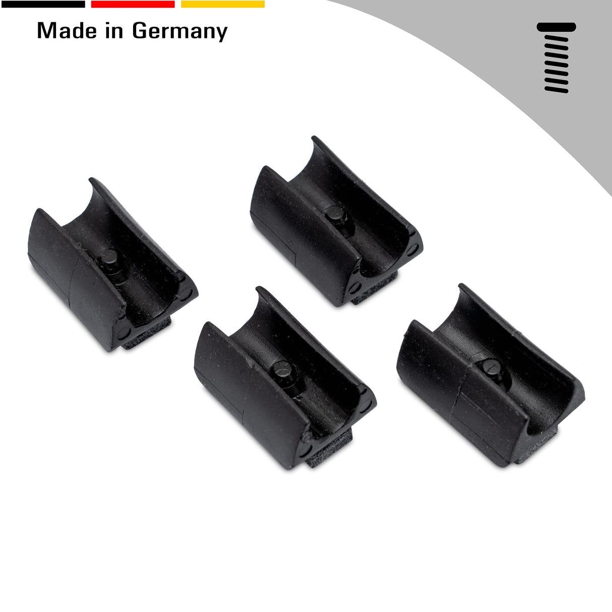 4 Stuhlgleiter Freischwinger mit Zapfen und Filz, Schwarz - Filzgleiter für Freischwinger aus Kunststoff für runde Rohre in verschiedenen Größen - Klama - Möbelzubehör