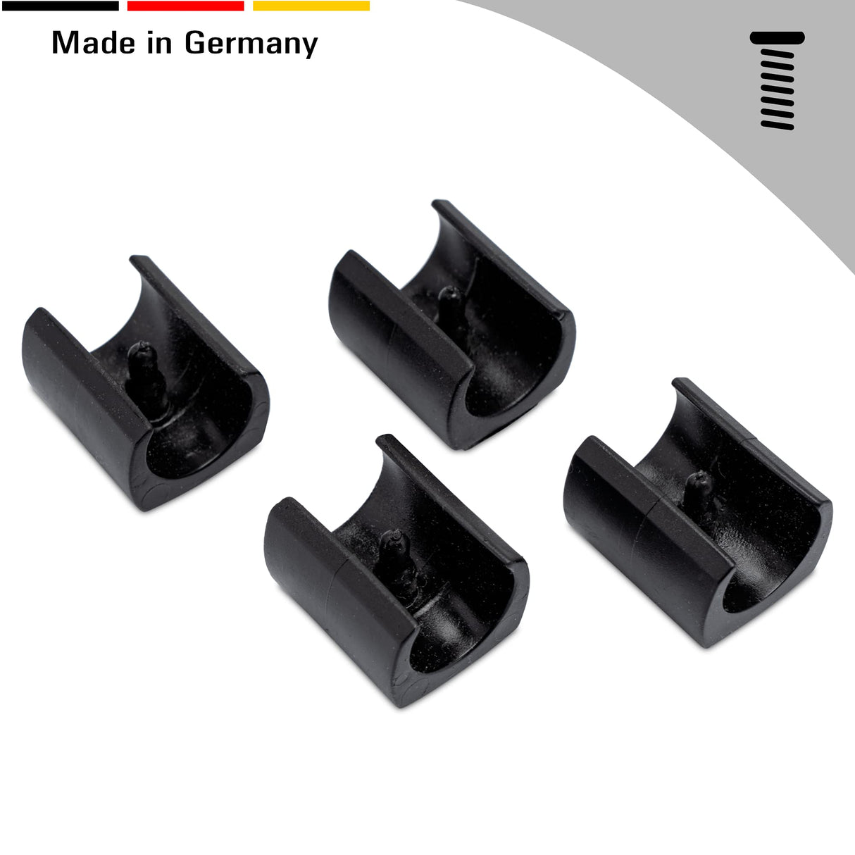 4 Stuhlgleiter Freischwinger mit Zapfen und Filz, Schwarz - Filzgleiter für Freischwinger aus Kunststoff für runde Rohre in verschiedenen Größen - Klama - Möbelzubehör