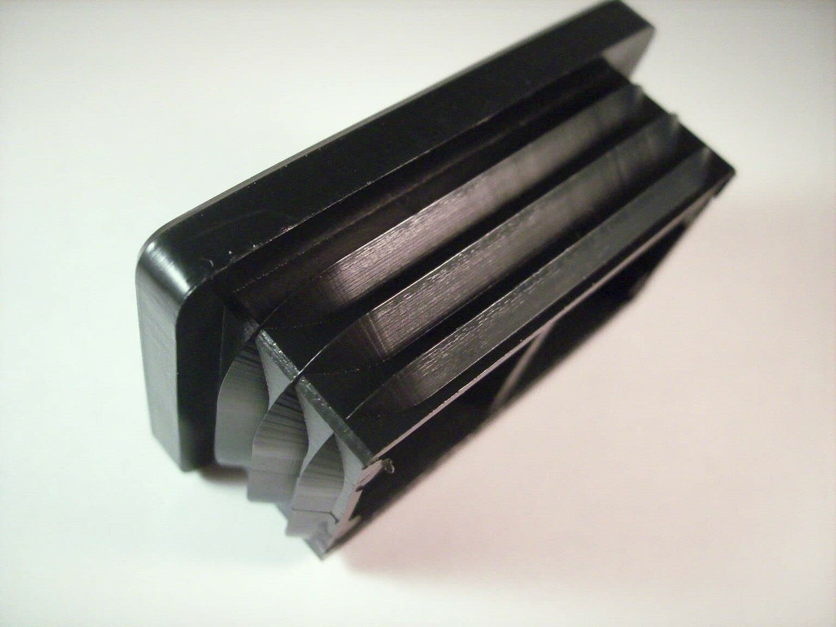 4 Lamellenstopfen für rechteckige Rohre, Schwarz - Rohrstopfen aus PE Kunststoff für Vierkantrohre - Klama - Möbelzubehör