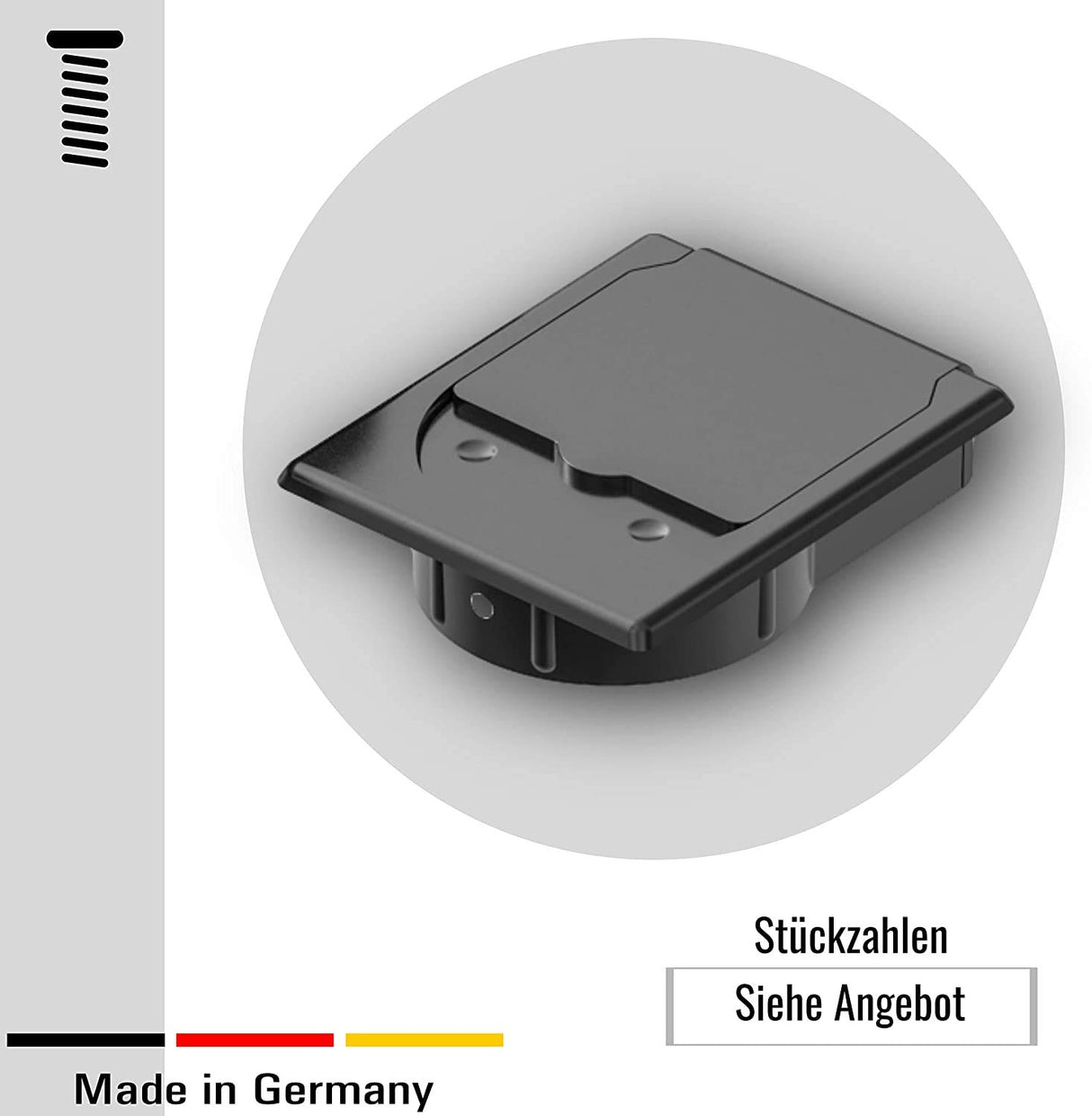1 Kabeldurchführung Schreibtisch zur Montage an Tischkanten, Kunststoff (25 mm, Grau) - Klama - Möbelzubehör