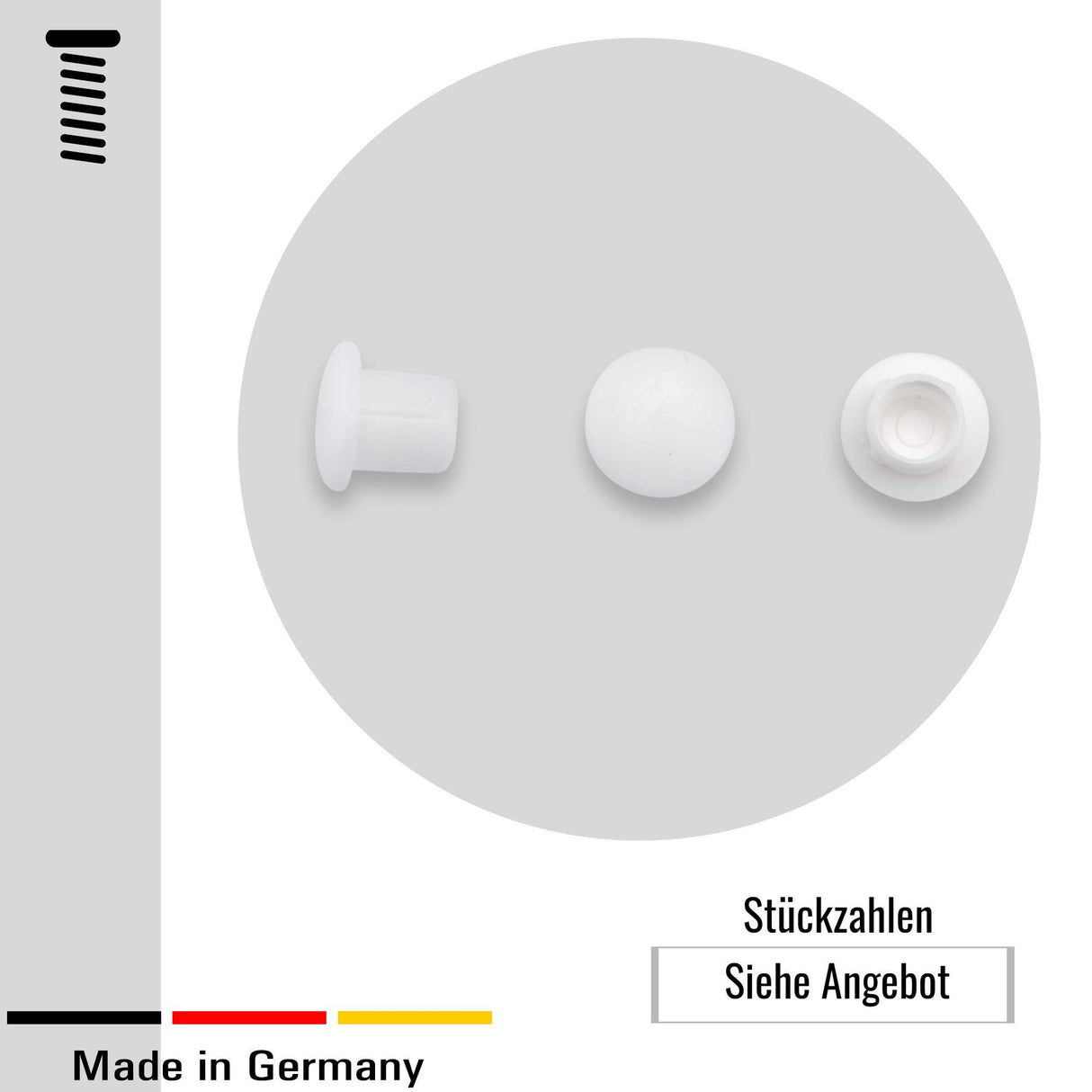 100 St. Abdeckstopfen weiß Kunststoff für Bohrungen - Klama - Möbelzubehör
