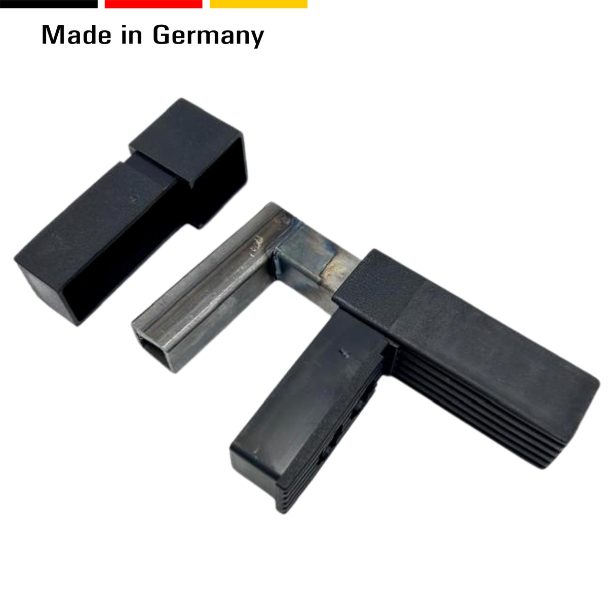 1 Steckverbinder mit Stahlkern - Rohrverbinder für Quadratrohre, Kunststoff/Polyamid, Schwarz