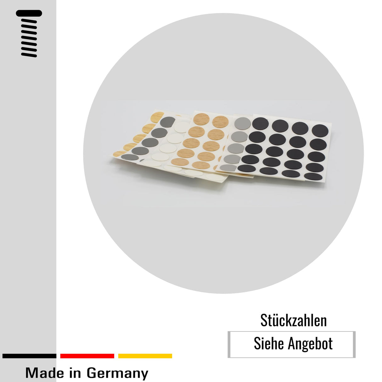 20x Selbstklebende Abdeckkappen für Schrauben, Bohrlöcher & kleine Macken - Universell einsetzbare Schraubenabdeckung - Klama - Möbelzubehör