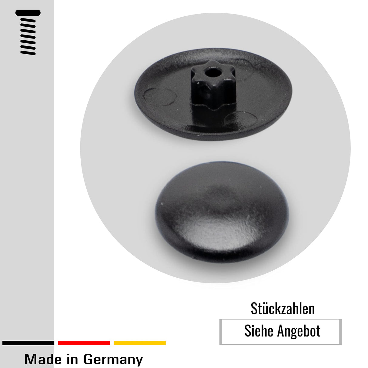 100 Abdeckkappen für Torx-Schrauben - Torx Schraubenabdeckung aus Kunststoff in verschiedenen Größen und Farben - Klama - Möbelzubehör