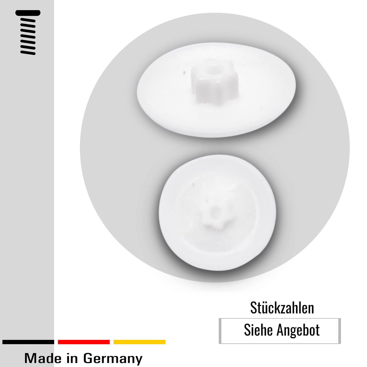 100 Abdeckkappen für Torx-Schrauben - Torx Schraubenabdeckung aus Kunststoff in verschiedenen Größen und Farben - Klama - Möbelzubehör