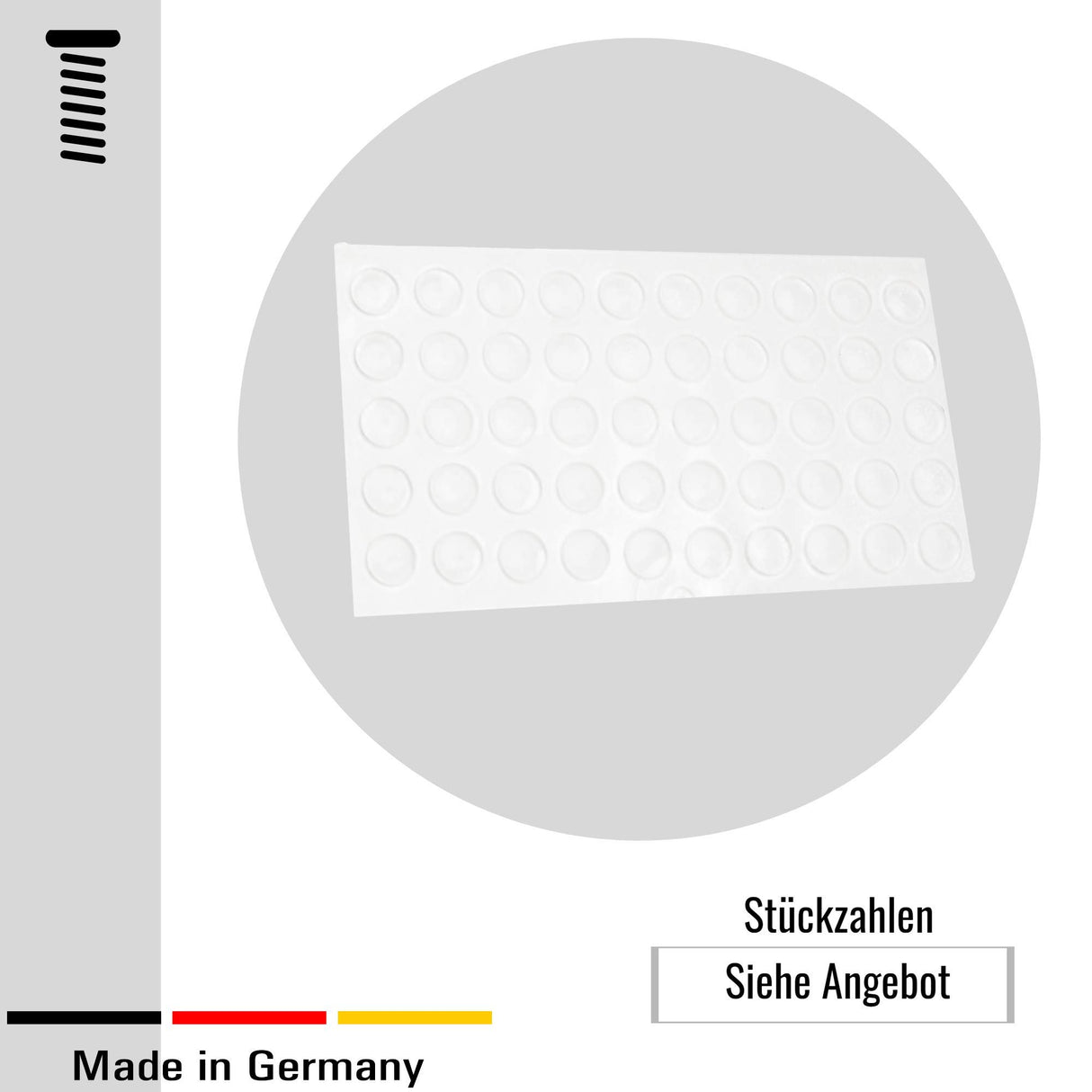 50 Türanschlagdämpfer Türpuffer Anschlagpuffer zum Einbohren transparent, Kunststoff (5 mm) - Klama - Möbelzubehör