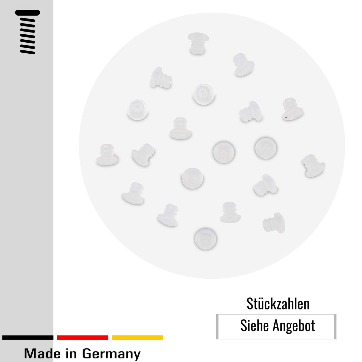 50 Türanschlagdämpfer Türpuffer Anschlagpuffer zum Einbohren transparent, Kunststoff (5 mm) - Klama - Möbelzubehör