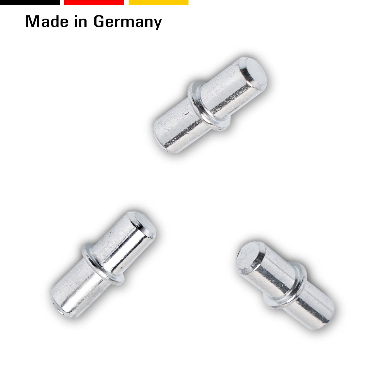 50x Regalstifte 5mm mit Ring für Bohrung - Einlegeboden Halter Regalbodenträger aus massivem Stahl, verzinkt (Mit PVC Hülse) - Klama - Möbelzubehör