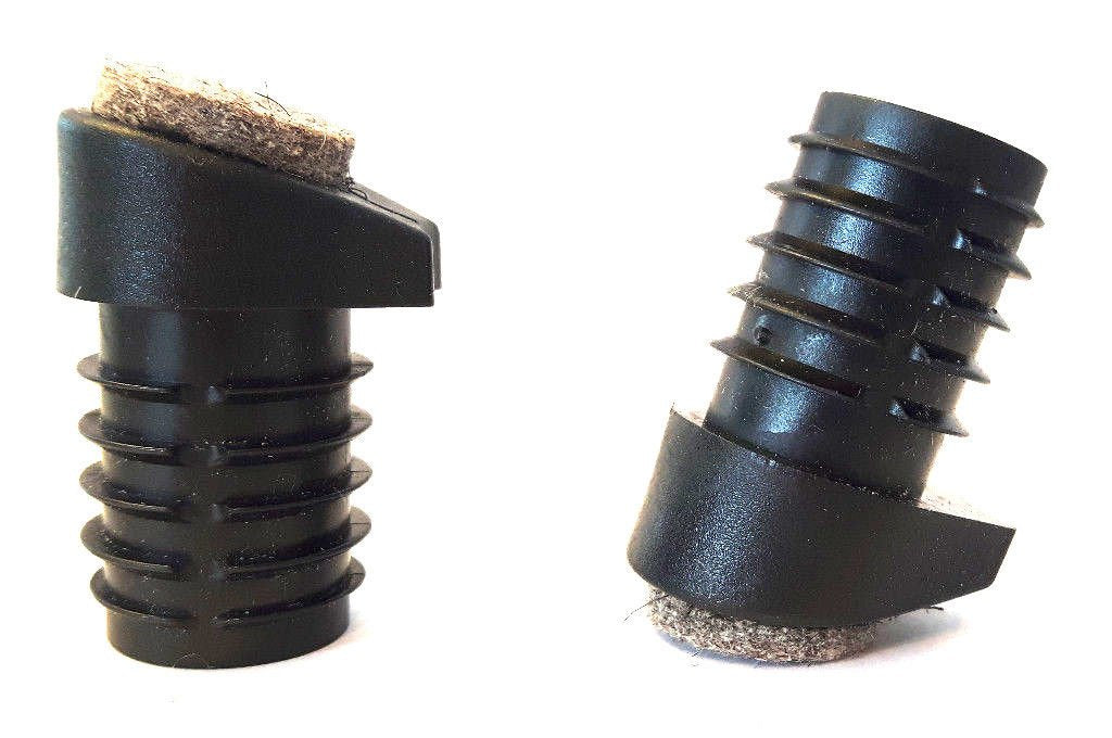 4 St. Stuhlgleiter mit Filz und Stapelschutz, für Runde schrägstehende Stuhlbeine mit Rohrwandstärke 1,5-2 mm - Klama - Möbelzubehör